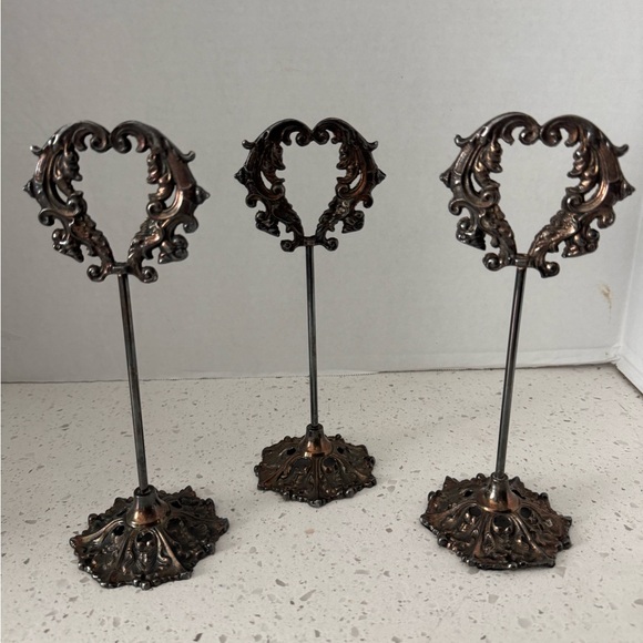 Set of 3 Victorian Heart Card Photo Display Stand 8” - Picture 2 of 5